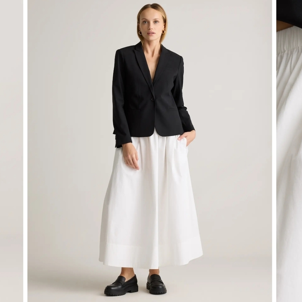Quince White Full-Length A-Line Skirt